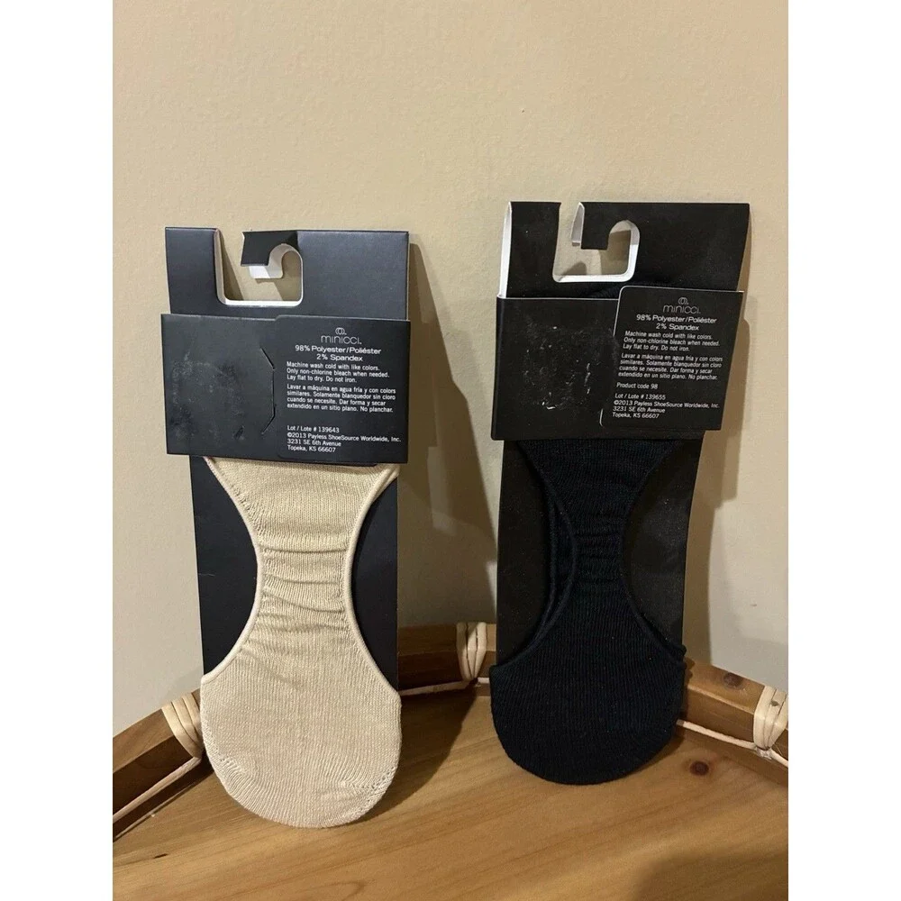 2 Pairs Women's Hidden Hourglass Liner Socks Gel Heel Minicci Size M/L(4-10) New